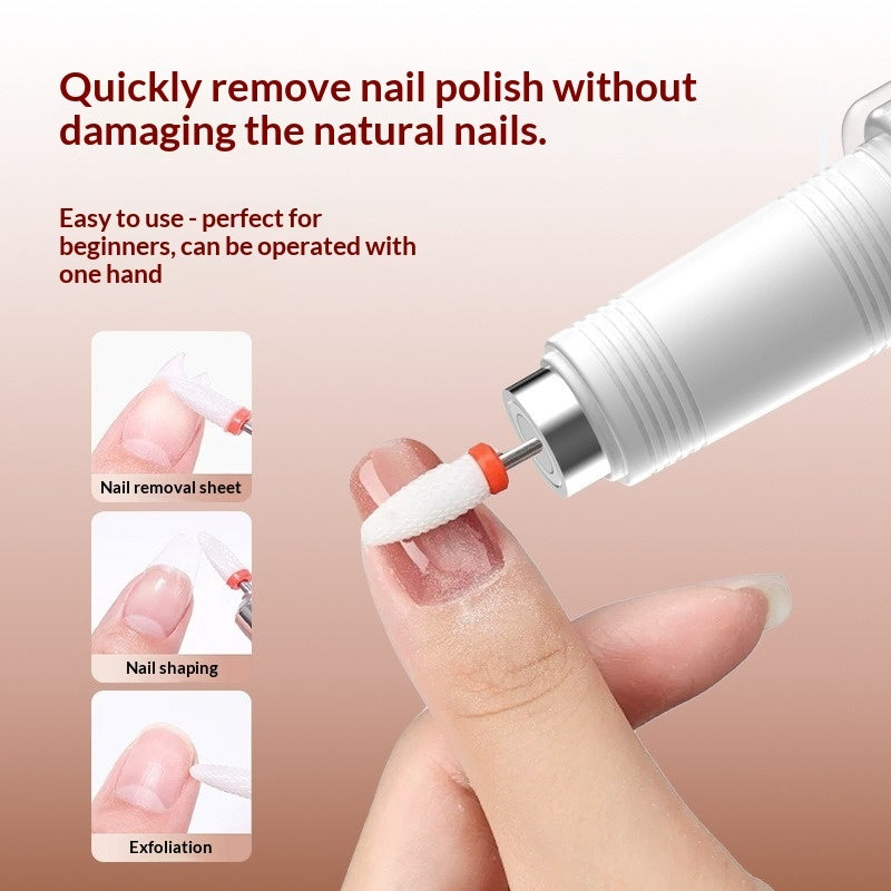 2-in-1 Electric Nail Grinder With LED Light Handheld Rechargeable Manicure Polishing Machine