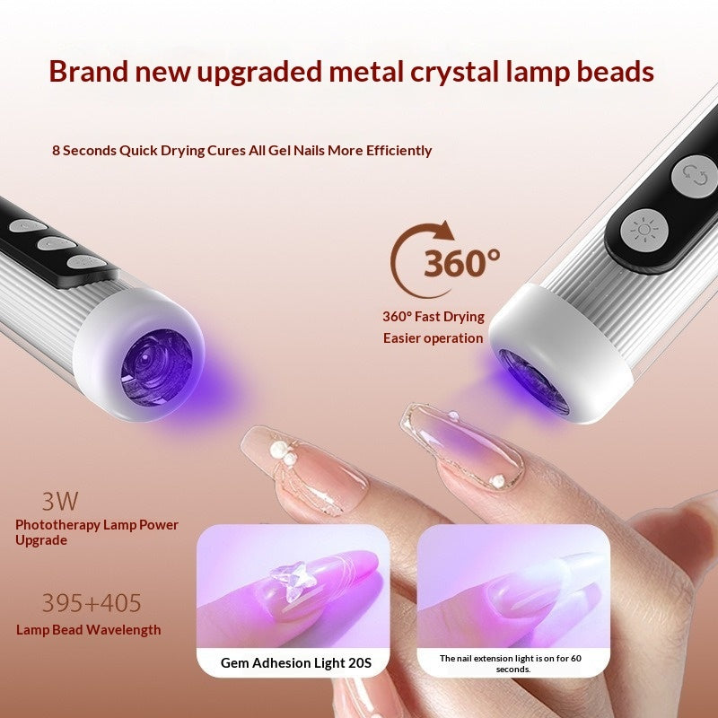 2-in-1 Electric Nail Grinder With LED Light Handheld Rechargeable Manicure Polishing Machine